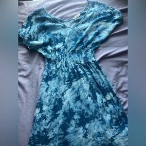 Blue Tie-Dye Like Women's Dress